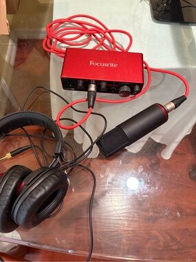 Red USB Audio Interface with Red Cable - Compact Recording Interface